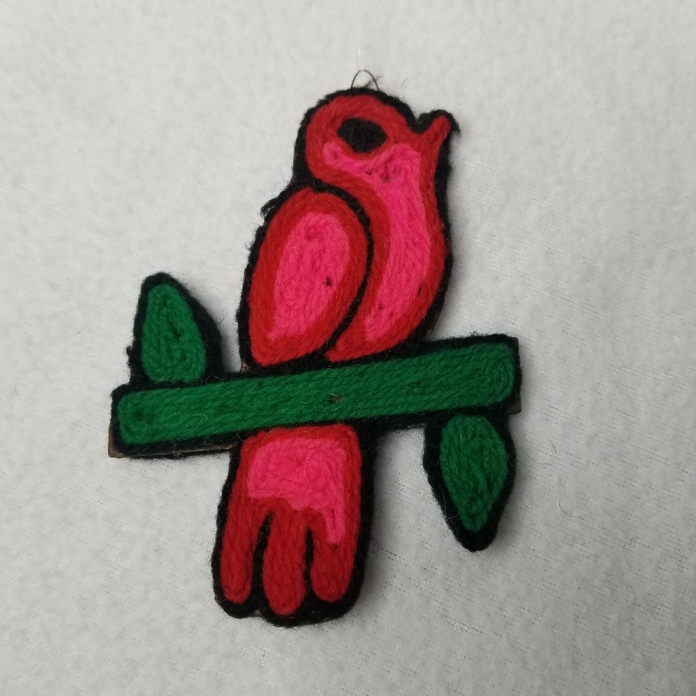 Colorful Bird Ornament Pair - Pink and Yellow - Picture 4 of 13